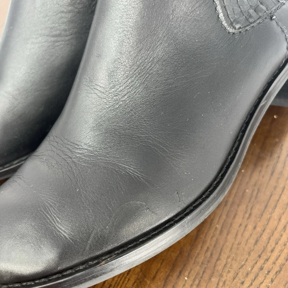 Michael Kors Ankle Boots Women's 6.5M Black Leather Booties Chelsea pull Up Moto